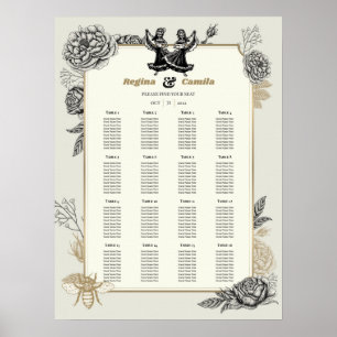 Poster Carte de siège Mariage Calaveras (Lesbian)