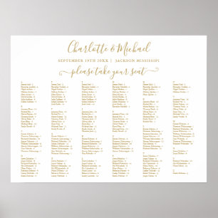 Poster Carte de siège Mariage Chic Gold 200 Names