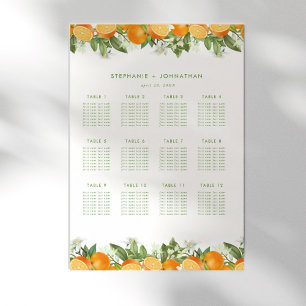 Poster Carte de siège Mariage d'aquarelle mandarin orange
