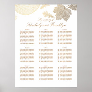 Poster Carte de siège Mariage de automne Feuille d'or