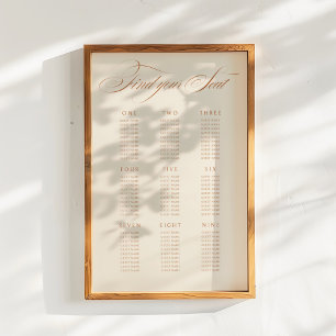 Poster Carte de siège Mariage de calligraphie en terre cu