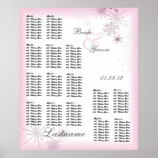 Poster Carte de siège Mariage de flocon de neige Berry de