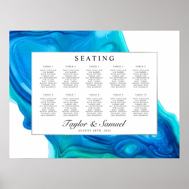Poster Carte de siège Mariage de l'île Ethereal Wave Beac (Devant)