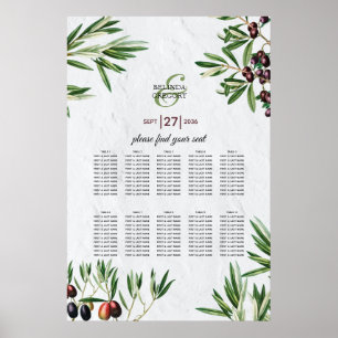 Poster Carte de siège Mariage de l'île grecque Feuille d'