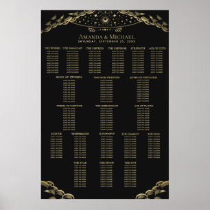 Poster Carte de siège Mariage de Tarot Mystique Élégant O