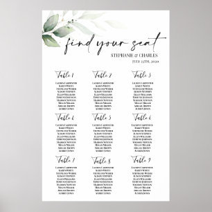 Poster Carte de siège Mariage de verdure simple
