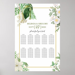 Poster Carte de siège Mariage en or vert blanc