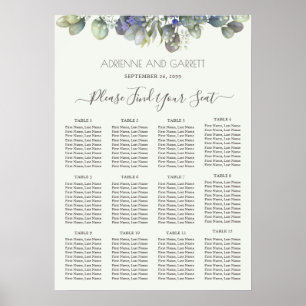 Poster Carte de siège Mariage Eucalyptus