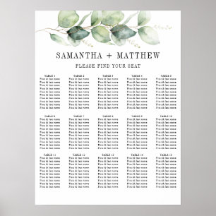 Poster Carte de siège Mariage Eucalyptus