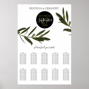 Poster Carte de siège Mariage Feuille d'Olivier