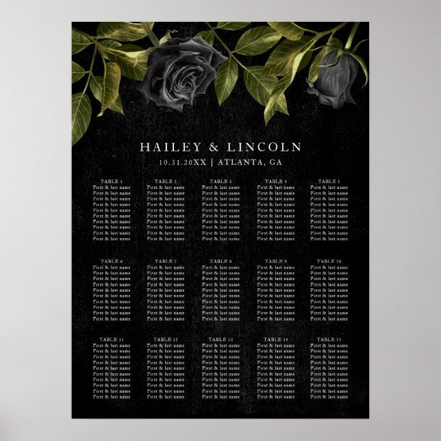 Poster Carte de siège Mariage gothique d'Halloween (Devant)