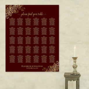 Poster Carte de siège Mariage Lacy Gold 30 Table Auburn