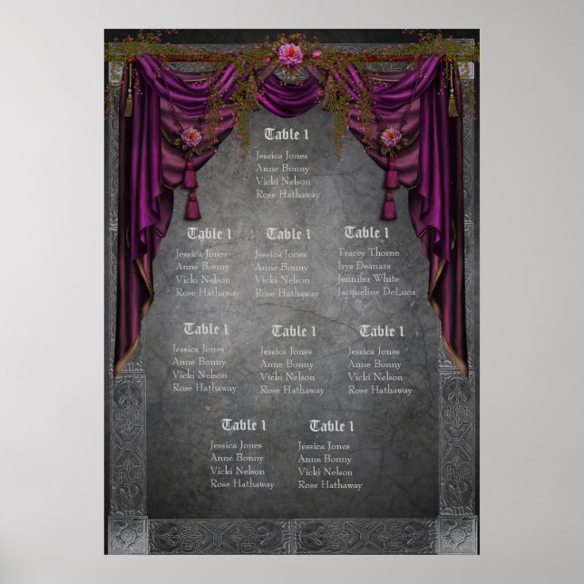 Poster Carte de siège Mariage médiéval celtique (Devant)