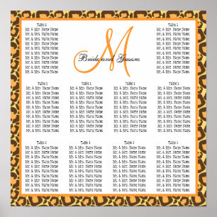 Poster Carte de siège Mariage modèle Leopard