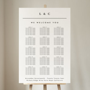 Poster Carte de siège Mariage noir blanc classique