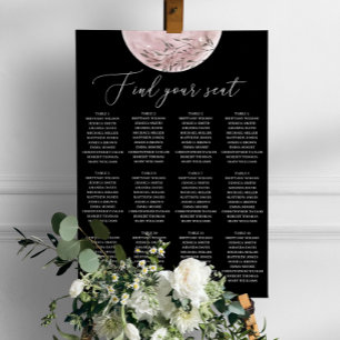 Poster Carte de siège Mariage noir céleste   Lune blanche