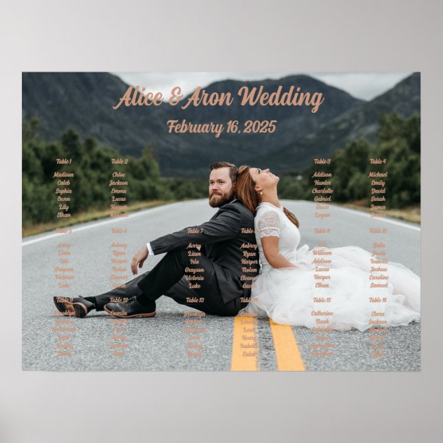 Poster Carte de siège Mariage photo (Devant)