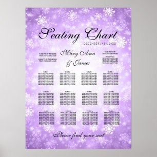 Poster Carte de siège mariage Purple Winter Wonderland