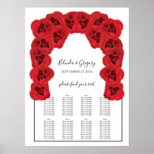 Poster Carte de siège Mariage Red Roses