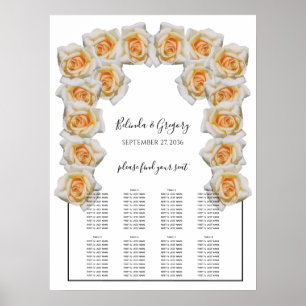 Poster Carte de siège Mariage Rose orange
