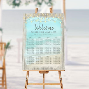 Poster Carte de siège Mariage Rustic Beach String