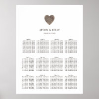 Carte de siège Mariage Rustique Wood Heart