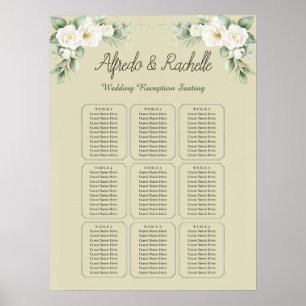 Poster Carte de siège Mariage simple Eucalyptus Greenery