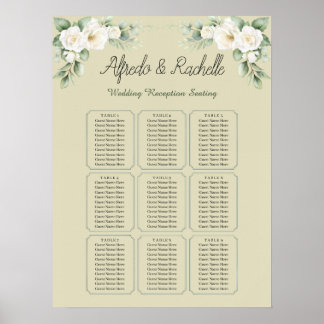 Poster Carte de siège Mariage simple Eucalyptus Greenery