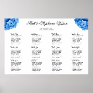 Poster Carte de siège Mariage Sky Blue Hydrangea