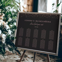 Carte de siège rose Gold Quinceañera | 10 tableaux
