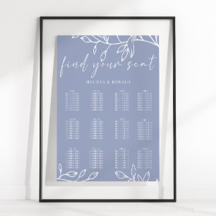 Poster Carte de siège simple pour Mariage Periwinkle Flo