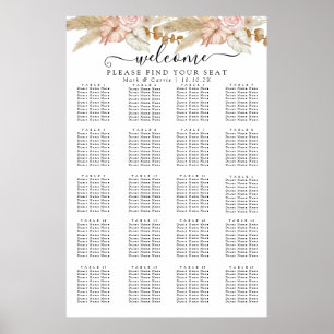 Poster Carte de sièges floraux chic bohème