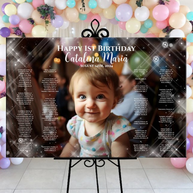 Poster Carte de sièges photo pour le premier anniversaire (Créateur téléchargé)