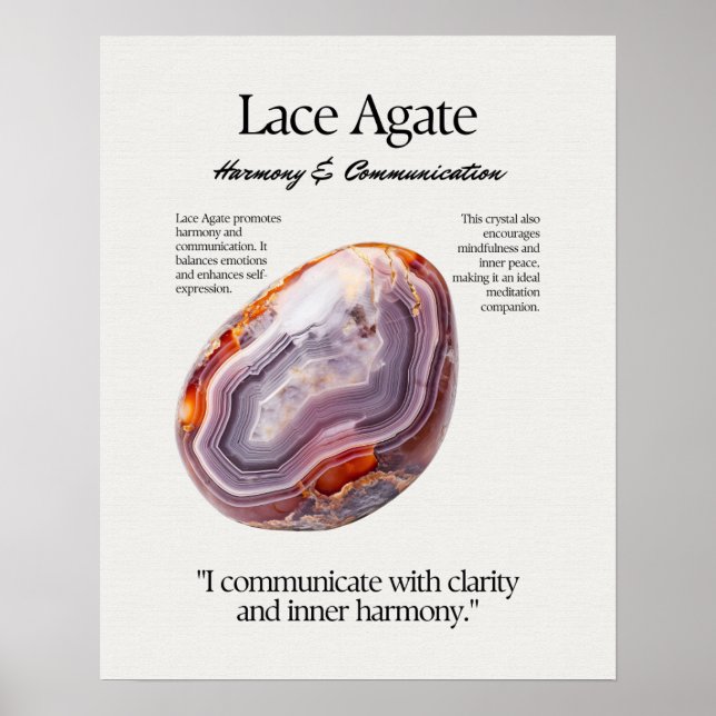 Poster Carte de signification Crystal Gem Agate Dentelle (Devant)