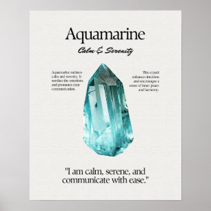 Poster Carte de signification de cristal de Gem Aquamarin