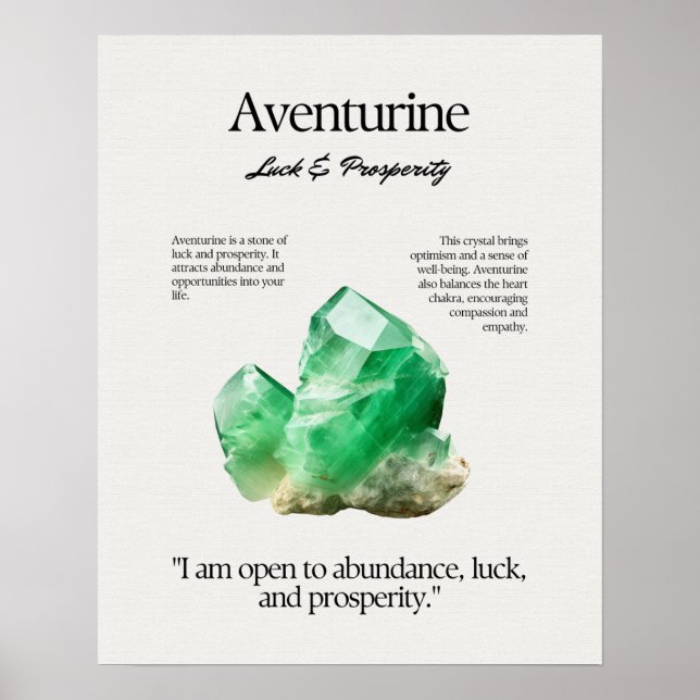 Poster Carte de signification de cristal de gemme Aventur (Devant)