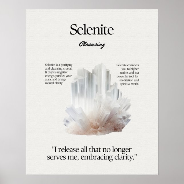 Poster Carte de signification de cristal de pierre Seleni (Devant)