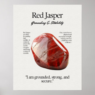 Poster Carte de signification en cristal de jaspe rouge
