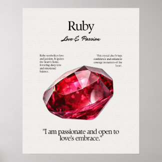 Poster Carte de signification en cristal Ruby Gem
