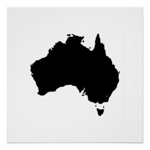 Poster Carte de silhouette noire Australie