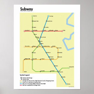 Poster Carte de souterrain de région de Waterloo