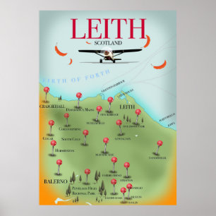 Poster Carte de style vintage de Leith Scotland