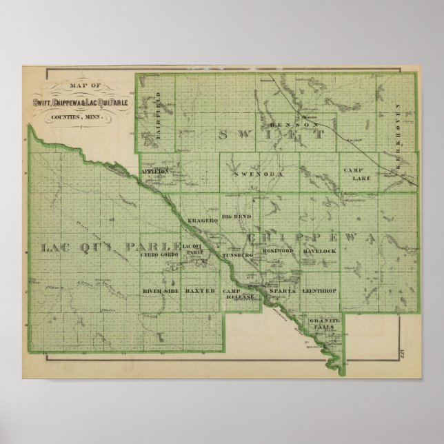 Poster Carte de Swift, Minnesota (Devant)