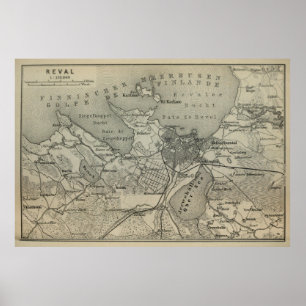 Poster Carte de Tallinn Estonie vintage (1914) V.2
