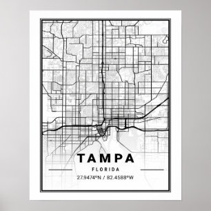 Poster Carte de Tampa Florida USA Travel City