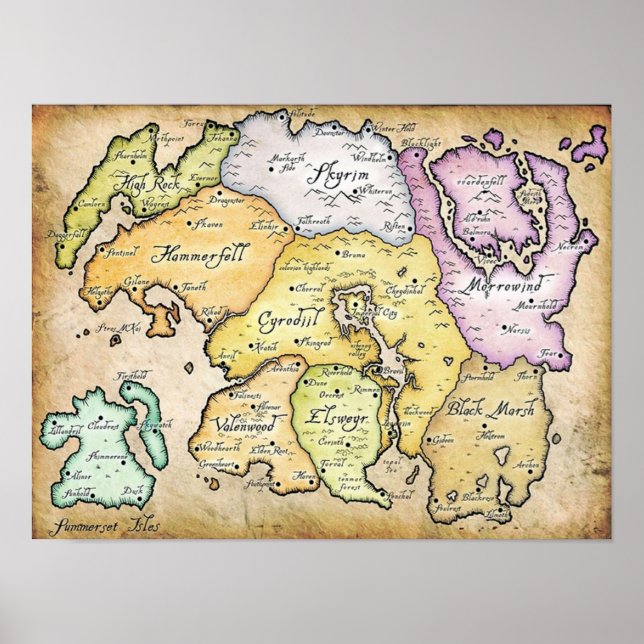 Poster Carte de Tamriel (Devant)