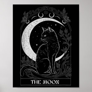 Poster Carte de tarot de chat de lune croissante Graphiqu