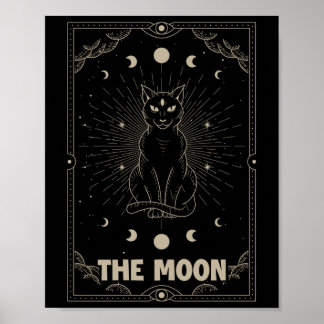 Poster Carte de tarot de chat de lune croissante Graphiqu