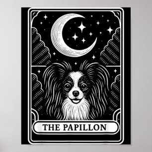 Poster Carte de tarot de maman chien Papillon Lune croiss