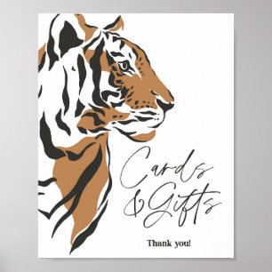 Poster carte de tigre sibérienne de la jungle et signe ca